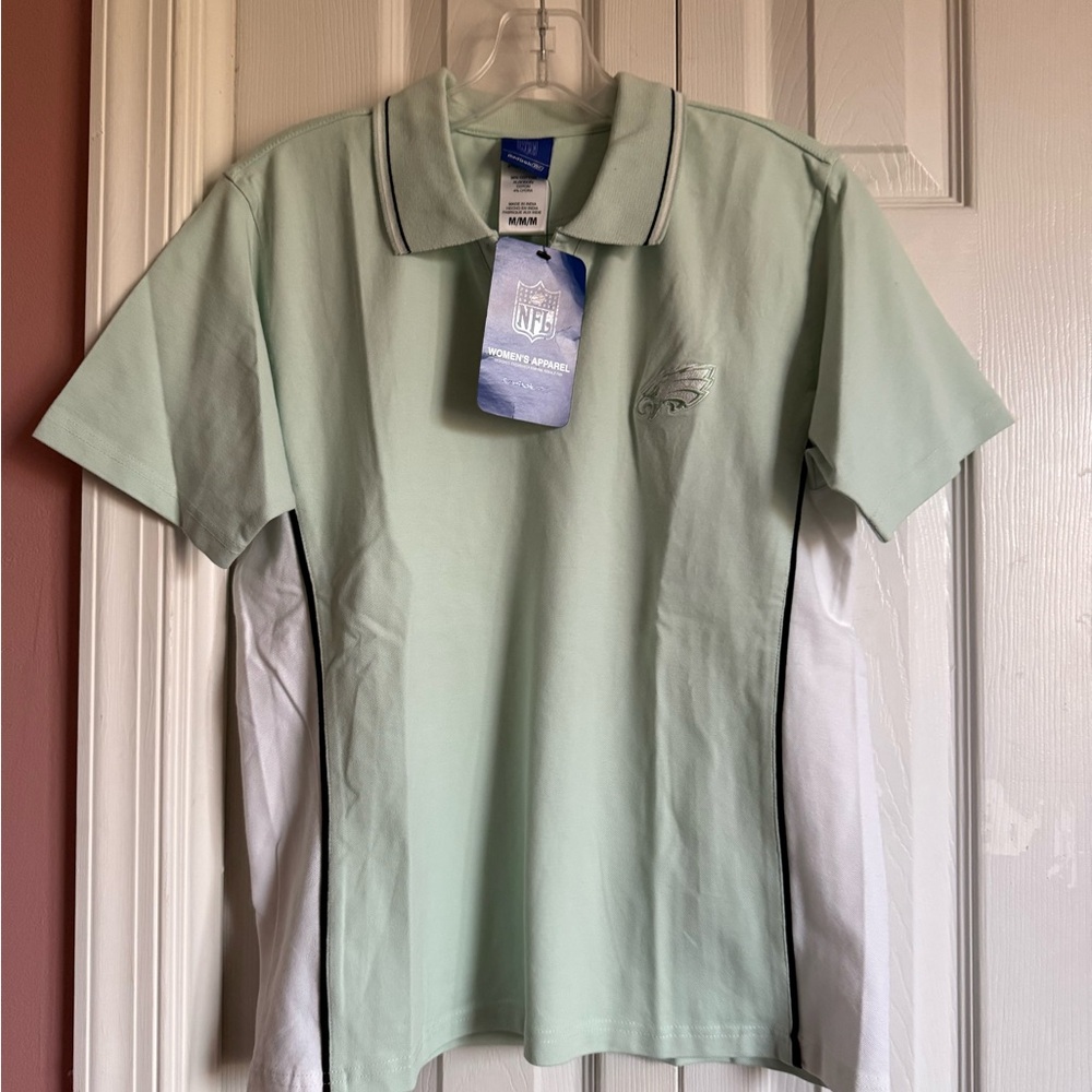 NFL Philadelphia eagles Mint Green Polo with White and Black Details sz M
